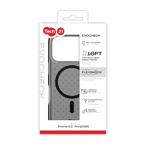 Tech21 EvoCheck Case for iPhone 17 Pro – Smokey/Black | Slim Protective Case | Impact Protection | MagSafe Compatible