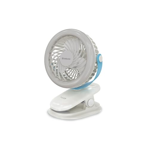 Goldmedal I-Lux 100 mm Portable Desk Mounted Clip Fan| Multi-Clip Function| Type-C USB-Powered Rechargeable Battery with 6-7 Hours Backup| Bright Ligh