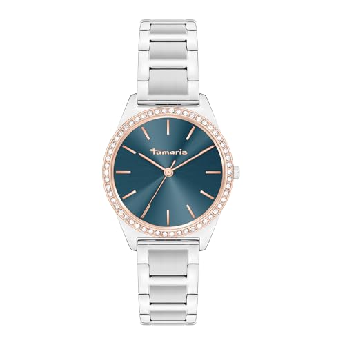 (-50%) Tamaris Damenuhr - Kleine, Sportlich-Elegante Armbanduhr 30mm, Band aus Edelstahl, Zirkoniasteine 3 ATM Wasserdicht