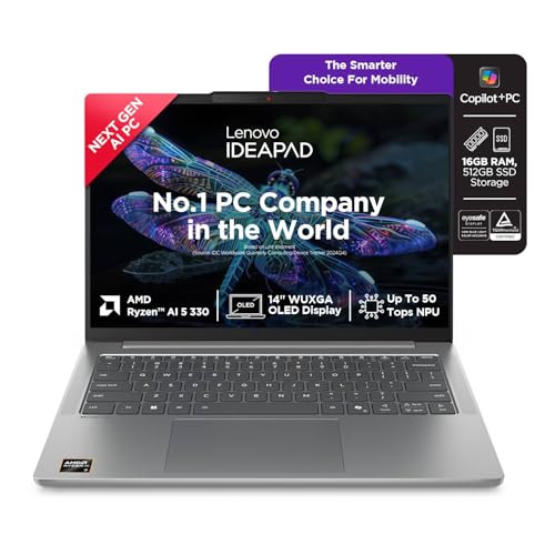 Lenovo IdeaPad Slim 5 AMD Ryzen AI 5 330 (16GB RAM/512GB SSD/14 (35.5cm)/WUXGA IPS/Copilot+ PC/Windows 11/Office Home 2024/Backlit Keyboard/1Yr ADP Fr