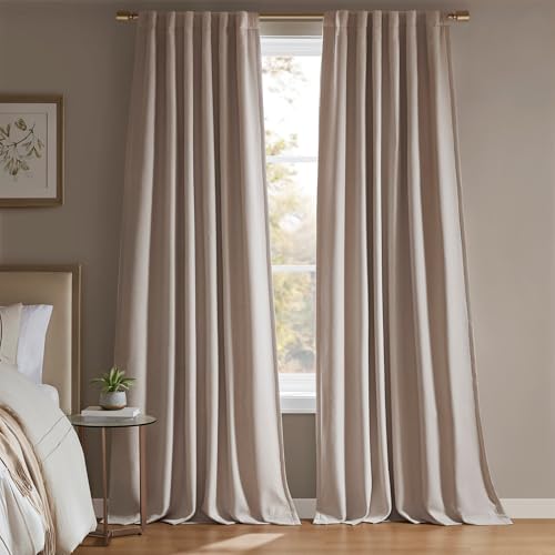 Madison Park Karien 100% Blackout Curtains 52x84 – Linen, 2-Layer Noise Blocking & Energy Smart Thermal Window Panel Pair with Rod Pocket/Back Tab