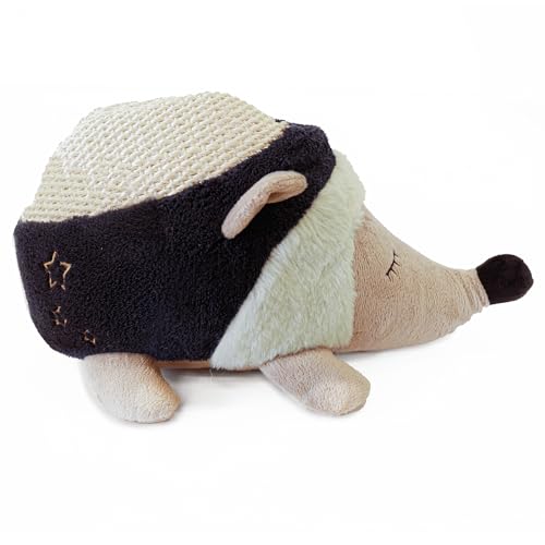 Hegdehog Cat Scratcher, 2in1 Interactive Cat Play Boredom Release Kitten Scratch Toy, Soft Plush Calming Cuddly Toy for Cats, Navy/Green/Grey, 30 x 13 x 15cm