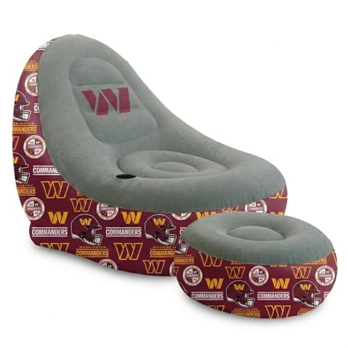 Proformance Home NFL Washington Commanders Tonal Logo Repeat Trim Inflatable Chair & Ottoman : Sports & Outdoors