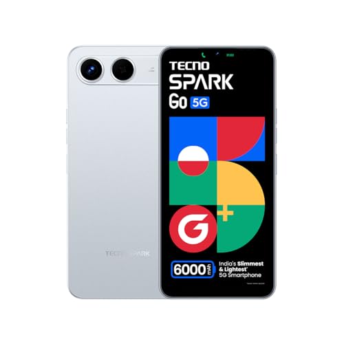Tecno Spark GO 5G (Sky Blue, 4GB+128GB) | Slimmest Smartphone with 6000mAh Battery | Ella AI with Indian Languages Support* | IP64 Dust and Water Resi