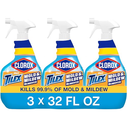 Clorox Plus Tilex Mold and Mildew Remover with Bleach, Spray Bottle, 32 Fluid Ounces, Pack of 3