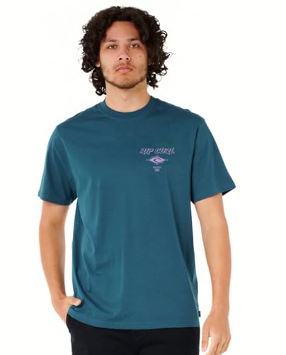 Rip Curl Men's Graphic Short Sleeve Crew Neck T-Shirt, Standard Fit, Dark Blue Icon