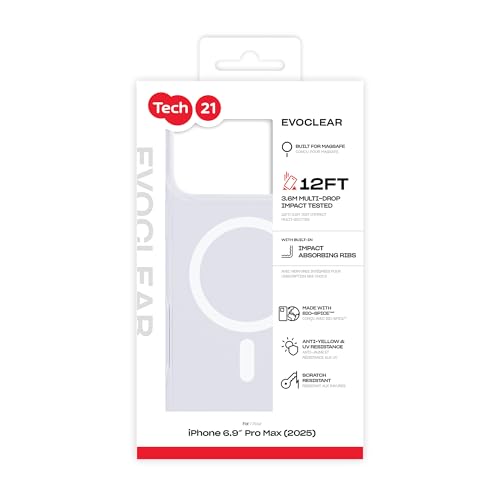 Tech21 EvoClear Case for iPhone 17 Pro Max – Clear | Slim Protective Case | Impact Protection | MagSafe Compatible