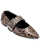 DKNY Women's Cormic Ballet Flat with Buckle, Leopard Print, 8.5