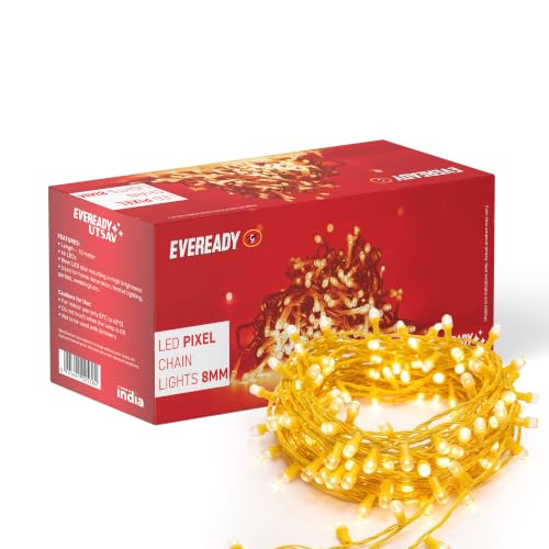 UTSAV, 33 FEET, 46 Big 8 mm LED Pixel Lights, BIS Approved, Ultra Bright Home Decoration Ladi String Lights for Ganpati, Diwali, Christmas, Festivals,