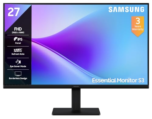 Samsung 27" (68.5 cm) 120hz Flat Monitor|IPS Panel|FHD 1080p (1920 x 1080)|120 Hz|5 ms|Dual HDMI Ports (2EA)|Super Slim Borderless Design|Game Mode|Ey