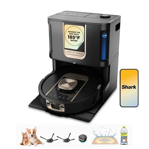 �️Shark Robot Vacuum & Mop Combo, PowerDetect ThermaCharged NeverTouch Pro, Self-Emptying, Self-Refill with Heated Mop C