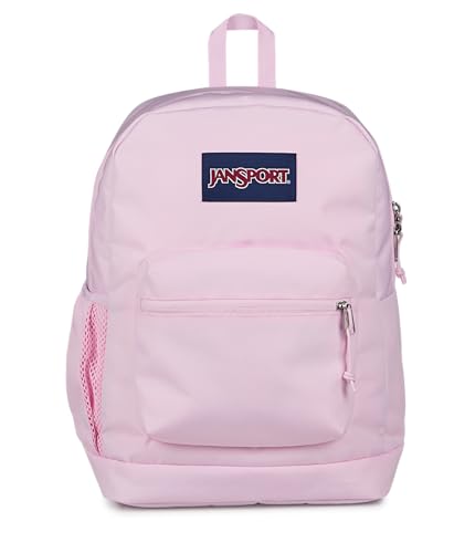 JanSport Cross Town Plus Backpack - Large Main Compartment, Side Water Bottle Pocket, 15-Inch Padded Laptop Sleeve - Pink Ice