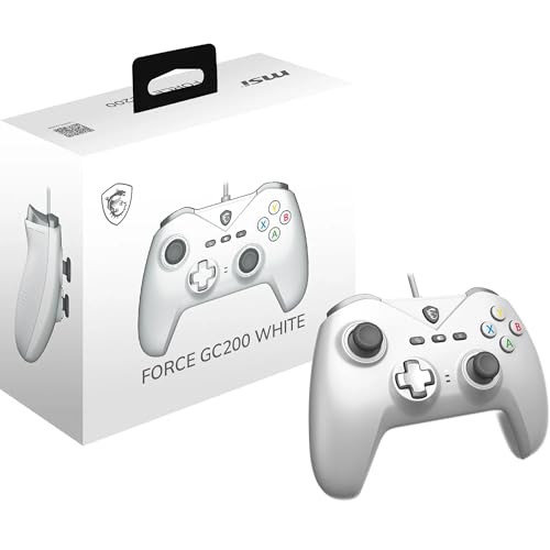 🔥 STARKER PREIS (-28%) MSI Force GC200 White Kabelgebundener PC-Gamepad-Controller – Hall-Effekt-Trigger, fortschrittliche analoge Daumensticks, doppelt Vibrationsmotoren, USB 3.0 – kabelgebunden