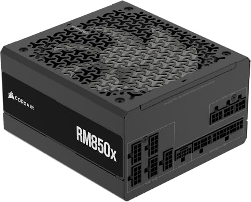 Corsair RM850x ATX 3.1 PCIe 5.1 Ready Fully Modular 850W Power Supply – Low-Noise, Cybenetics Gold Efficiency, Native 12V-2x6 Connector – Black