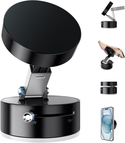 Lapster Magneto M1 Magnetic Phone Holder with Vacuum Suction 360° Rotation | Universal Car Mount for Dashboard, Gym, Mirror & Shower | Hands-Free Mobi
