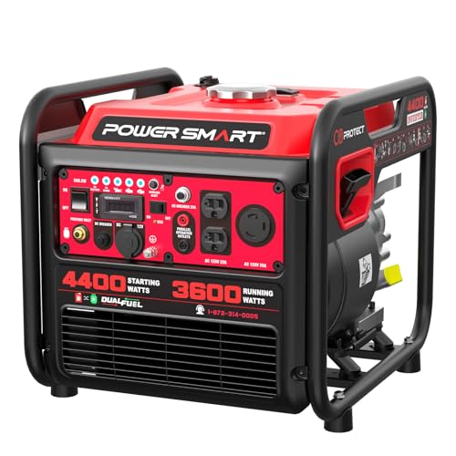 4400-Watt Portable Inverter Generator, PowerSmart Gas Powered, CO-Sensor, Lightweight & Quiet for Home Use and Emergency Backup, Camping, EPA Compliant