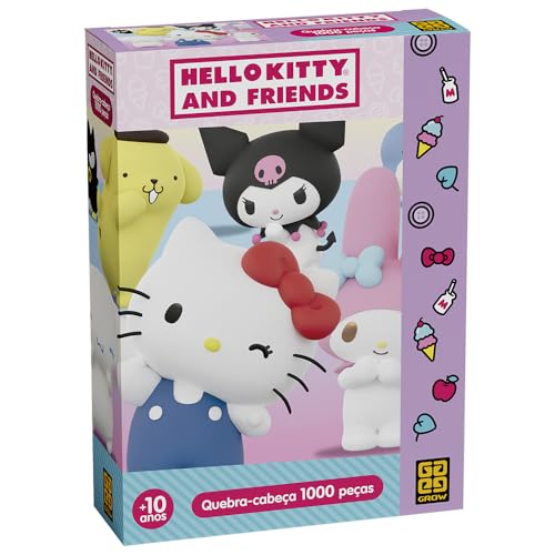 Quebra Cabeça 1000 Peças Hello Kitty e Amigos a partir de 10 Anos Grow