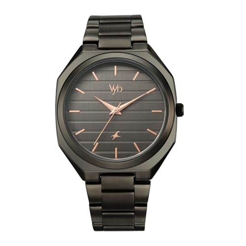 Fastrack Vyb 6.0 Horizon Quartz Gun Shaped Dial Men's Watch | Stainless Steel Strap Material Analog | Guys Analog Watches - FV30031QM01