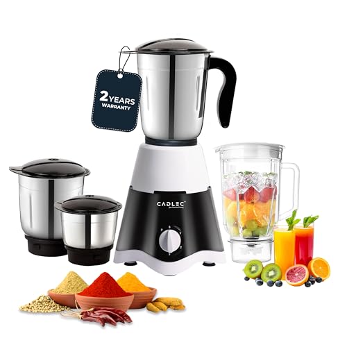 CADLEC GrindGenie 750 Watt Mixer Grinder with 4 Jars | Powerful Performance for Wet & Dry Grinding, Chutney, Mixing & Juicing | Advanced Safety Featur