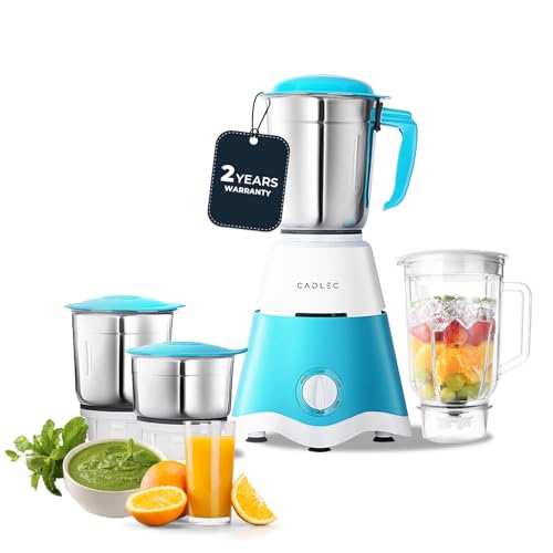 Cadlec BlendGenie 4 Jar 750 Watt Mixer Grinder | Intelligent High-Power Motor | Juicer, Blender & Mixer | Advanced Safety Features | Multi-Function fo