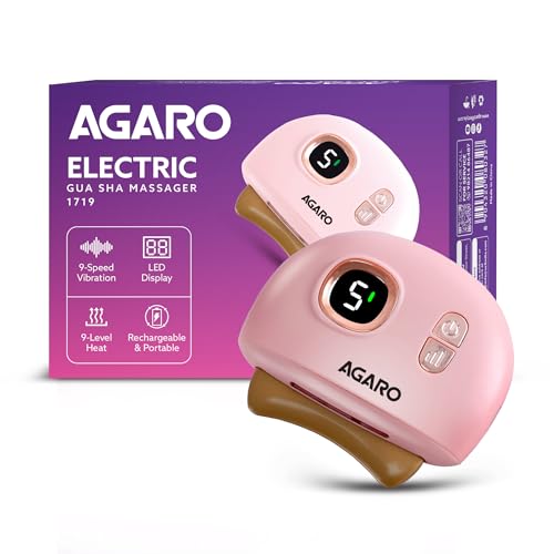 AGARO Electric Gua Sha Massager blends traditional skin care with modern tech. With 9 modes, red light therapy, sonic pulses, and heat therapy, it hel
