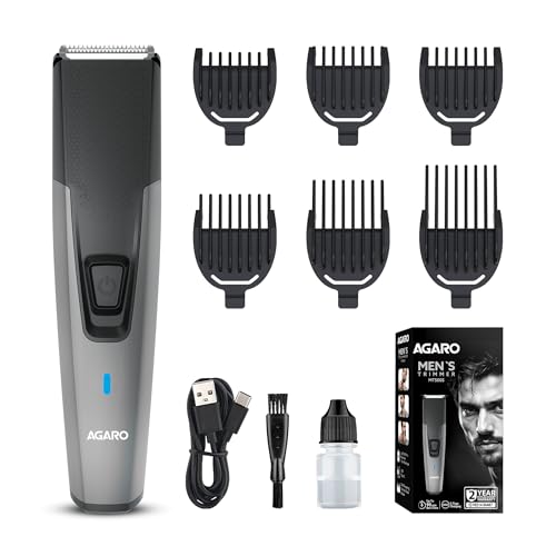 Beard Trimmer MT5005, 90 mins run time with Type C, 6 comb attachments, Self sharpening blades | Trimmer for Men