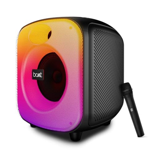 boAt PartyPal 65 Pro, 42W Signature Sound, Wireless Karaoke Mic, 8H Battery,RGB LEDs, TWS, Bass Boost, Multi Port, Bluetooth Speaker, Wireless Speaker