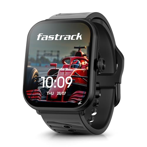 Fastrack MYND 1.93” AMOLED Display Smart Watch for Men & Women with AI Watch Faces,AI Chat,Offline Voice Commands,Curved Metallic Design,Functional Cr