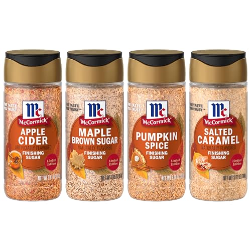 McCormick Finishing Sugar Variety Pack, Gift Set, Limited Edition, Includes Seasonal Fall Flavors Like Apple Cider, Maple Brown Sugar, Pumpkin Spice & Salted Caramel, For Baking & Beverages, 14.17 oz