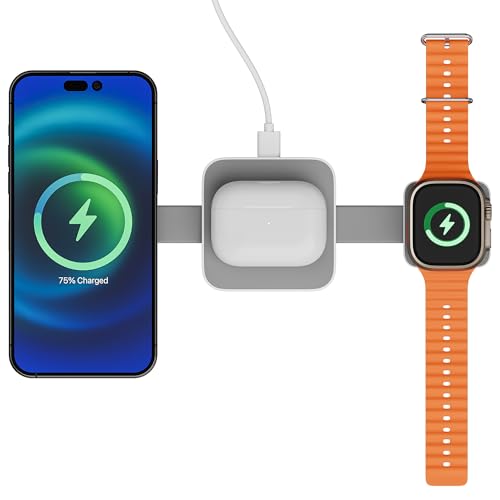 Zebronics 3 in 1 Wireless Foldable Charging Pad, 23W Output, MagSafe Compatible, Fast Charging, Built-in Protection, FOD, 1m Type-C Cable, for iPhone 