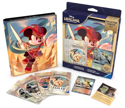 Ravensburger Disney Lorcana TCG - Collection Starter Set - Includes 4 Fabled Booster Packs, Mickey Mouse Card Portfolio, Glimmer Foil Tinker Bell Promo & Collector’s Guide