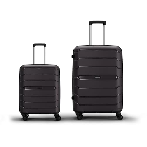 Aristocrat Liberty Set of 2 (Cabin+Medium) Trolley Bags, Saddle Brown | 8-Wheels, Polypropylene Case, Spacious, Combination Lock, Sturdy Zipper, Light