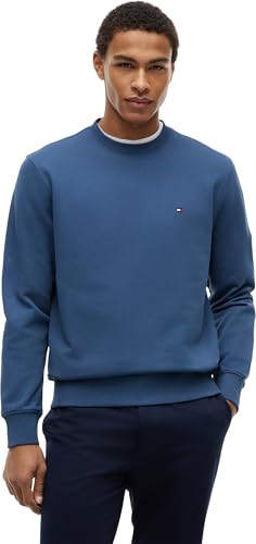 🔥 STARKER PREIS (-50%) Tommy Hilfiger Herren Sweatshirt Essential Terry Crewneck mit Rundhalsausschnitt, Blau (Aegean Sea), L