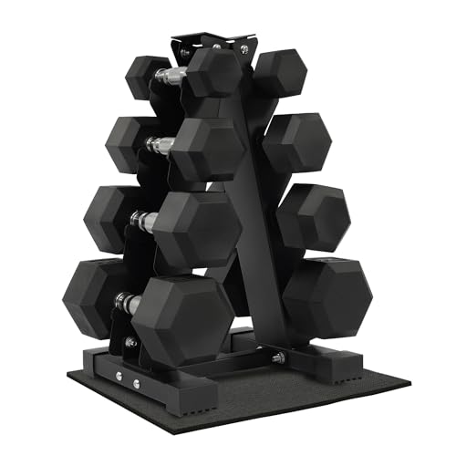 Fitvids Rubber Encased Hex Dumbbell Set Contoured Handle for Muscle Toning, Strength Building & Full Body Workout, 60LB, 100LB and 150LB Set
