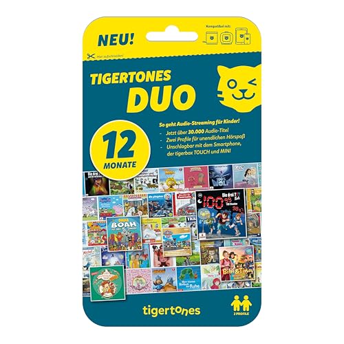 (-25%) tigermedia tigertones Duo Prepaid-Zugang 12 Monate | Audio-Streamingdienst für Kinder | Über 30.000 Audiotitel | Volle Kostenkontrolle | Nutzbar mit tigerbox Touch und MINI | Musikbox