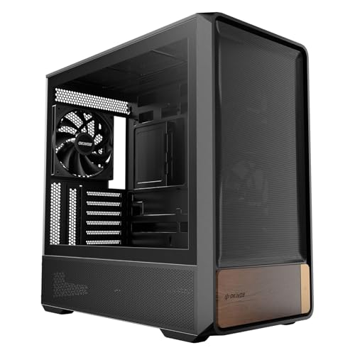 Okinos Air Cross, Genuine Walnut Wood ATX Case, 3×140mm PWM Fan & 2x120mm Reverse PWM Fan Pre-Installed, Airflow Optimized Mesh Panels, Back-Connect Motherboard Compatible, Mid Tower PC Case, Type C