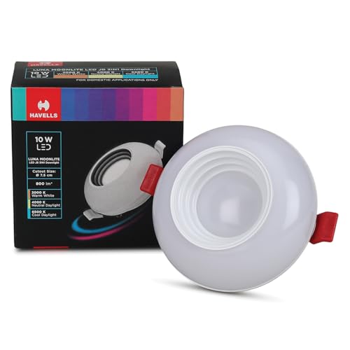 Luna Moonlite Led Jb 10W 3In1,Led-Downlighter,Energy Efficient,Long Life of 25000 Burning Hours,High Lumen Efficiency of 80 Lumen Per Watt in 6500K,3I
