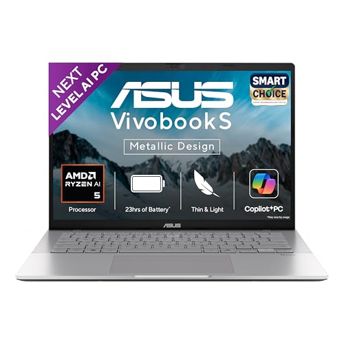 ASUS Vivobook S14,Smartchoice,AMD Ryzen AI 5 330,16GB RAM,512GB SSD,OLED,14",Win11,Office24,M365 Basic (1Yr)*, Silver,1.4Kg,M3407KA-SF2501WS,50 Tops,
