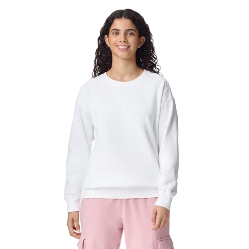 Comfort Colors Adult Crewneck Sweatshirt, Style G1566/G1545, White, Medium