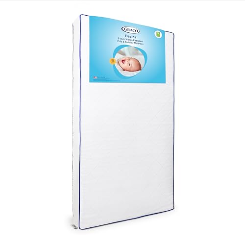 Graco Basics 5-Inch Water-Resistant Crib & Toddler Mattress — GREENGUARD Gold Certified Baby Crib Mattress & Toddler Bed Mattress with Water-Resistant, PVC-Free, Removable PEVA Cover, Made in The USA Water-Resistant PEVA Cover