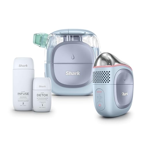 Shark FacialPro Glow at-Home Hydro-Powered Facial System with DePuffi Hot & Cold Therapy – Professional Spa Skincare Device for Pore Cleansing, Hydration, & Radiant Glow, Blue, FH320