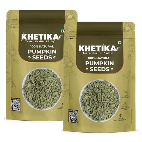 Khetika Raw Pumpkin Seeds 200g | AAA Grade, Seeds for Eating, Healthy Snacks, High in Antioxidant & Protein Rich, Rich in Dietary Fibre, No Preservati