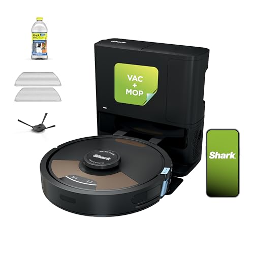 Shark Matrix Plus 2in1 Robot Vacuum & Mop with Sonic Mopping, Matrix Clean, Home Mapping, HEPA Bagless Self Empty Base, CleanEdge, for Pet Hair, WiFi, Compatible with Alexa, Black/Gold (AV2613WA)