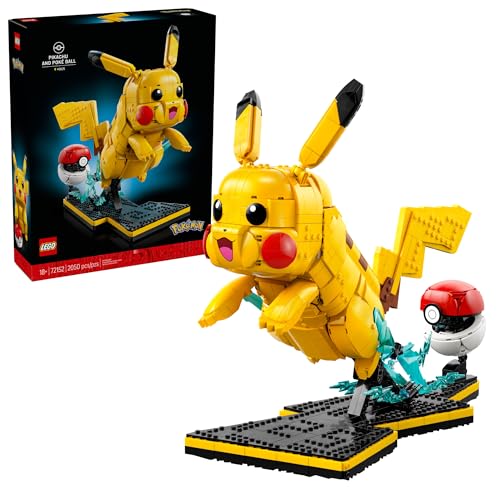 Amazon.com: LEGO Pokémon Pikachu and Poké Ball - Collectible Building Sets for Adults, Ages 18+ - Pokémon Figure for Display - Desk, Shelf or Office Decor - Gift for Men & Women - 72152 : Toys & Games