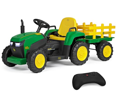 Peg Perego John Deere Farm Power 12 Volt Ride-on Tractor and Trailer with Remote Control