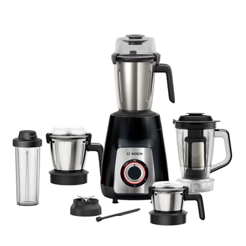 Bosch TrueMixx Pro 1100W Mixer Grinder | German Engineering for Precision Grinding | 5 Jars including Blend & Carry Jar | Hands-Free Operation with Li
