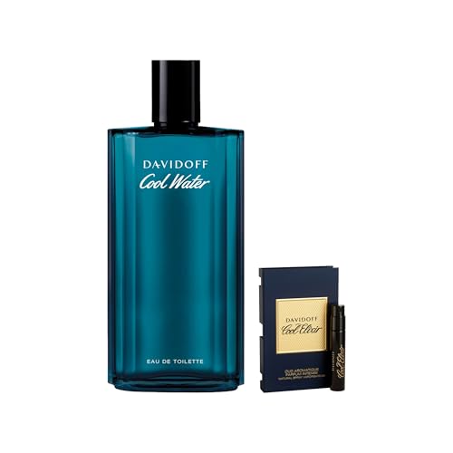Davidoff Cool Water Eau de Toilette – Aromatic Men's Cologne – With Notes of Coriander, Mint, Lavender & Amber – Long Lasting Fragrance 6.7 Fl Oz + VOC Sample