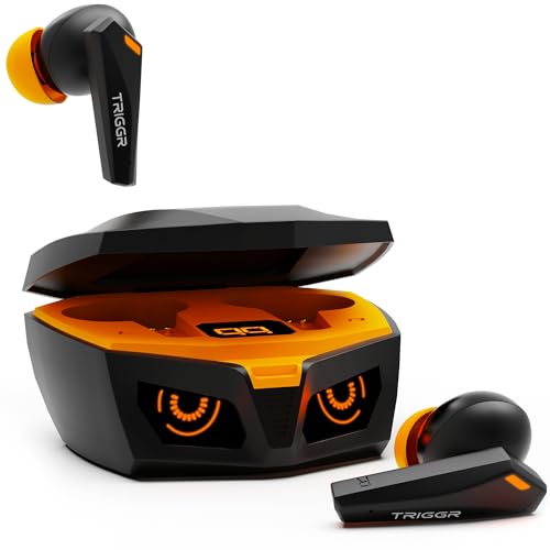 TRIGGR Kraken X1 Plus True Wireless Earbuds, 10mm Driver, Deep Bass, 70 Hours Battery, Fast Charging, Quad ENC, 40ms Low Latency Gaming Mode, Dual Pai