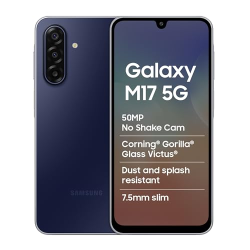 Samsung Galaxy M17 5G Mobile (Sapphire Black, 6GB RAM, 128GB Storage) | 50MP OIS Triple Camera | Gorilla Glass Victus | IP54 | 6 Gen OS Upgrades | AI 
