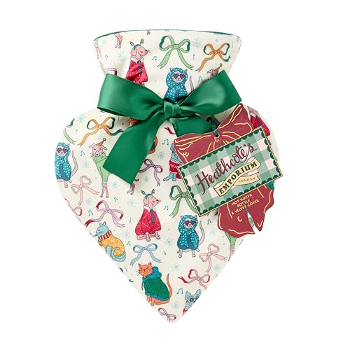 Heathcote & Ivory Hot Water Bottle and Velvet Cover 480ml, Great for Menstrual Cramps, Pain, Relief, Compact Travel Size, Cosy Beauty Gift for Her, Heart Shaped Bottle, Vegan and Cruelty Free